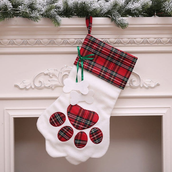Pet Wiggles Accessories Tartan Dog Paw Christmas Stocking