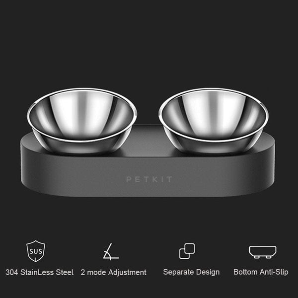 Pet Wiggles Bowls Black Adjustable Stainless Steel Anti-Slip Bowl