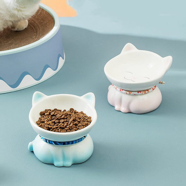 Pet Wiggles Bowls Pink Ceramic Protection Cat Food Bowl