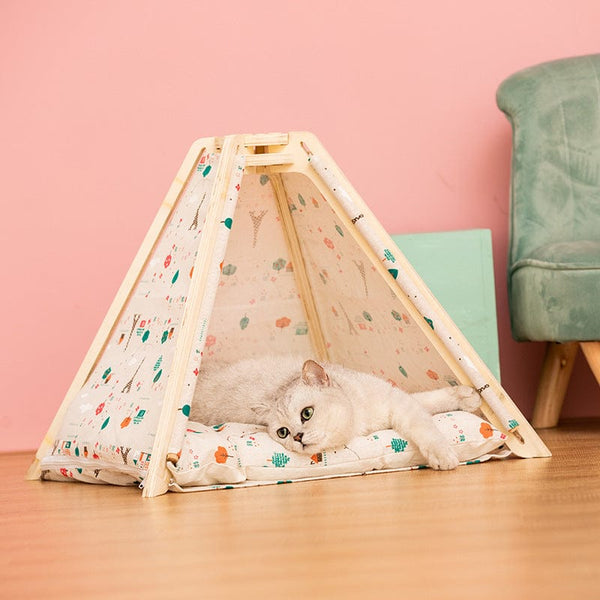 Pet Wiggles Cat Beds Beige / Small Cat Tepee