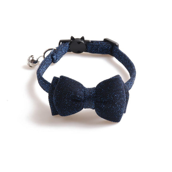 Pet Wiggles Cat Collars Blue Glitter Bow Tie Collar