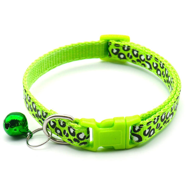 Pet Wiggles Cat Collars Green Leopard Collar
