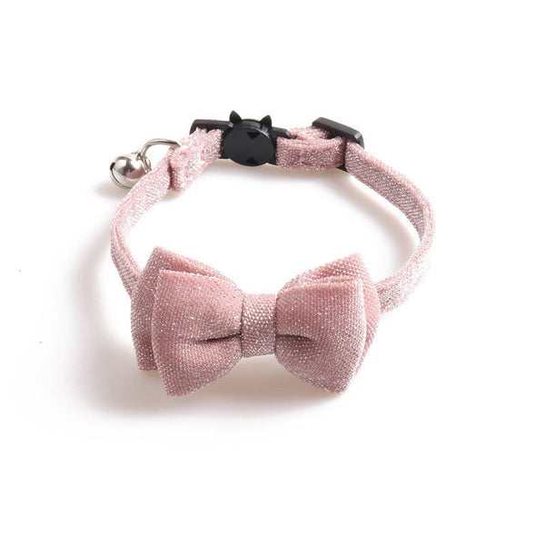 Pet Wiggles Cat Collars Pink Glitter Bow Tie Collar