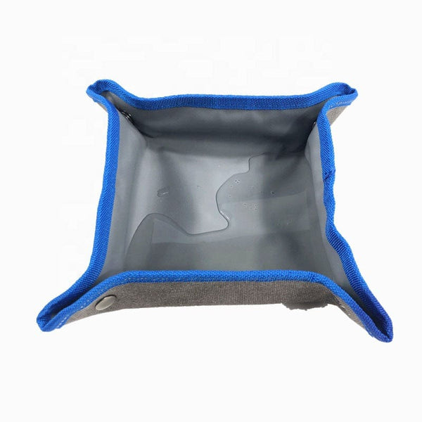 Pet Wiggles Dog Accessories Blue Folding Dog Bowl Large Canvas Dog Food Bag