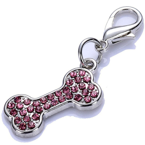 Pet Wiggles Dog Accessories Pink Bone Pendant Tag Collar