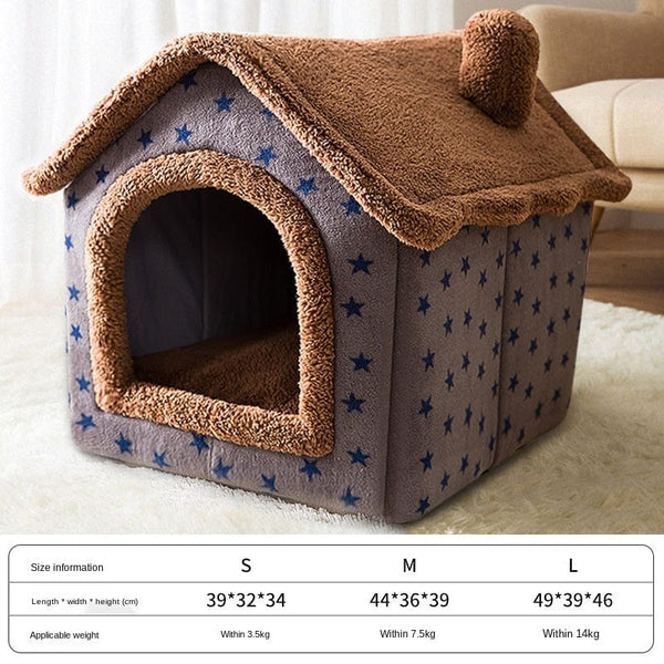 Pet Wiggles Dog Beds Brown / Small Coral Fleece Pet House