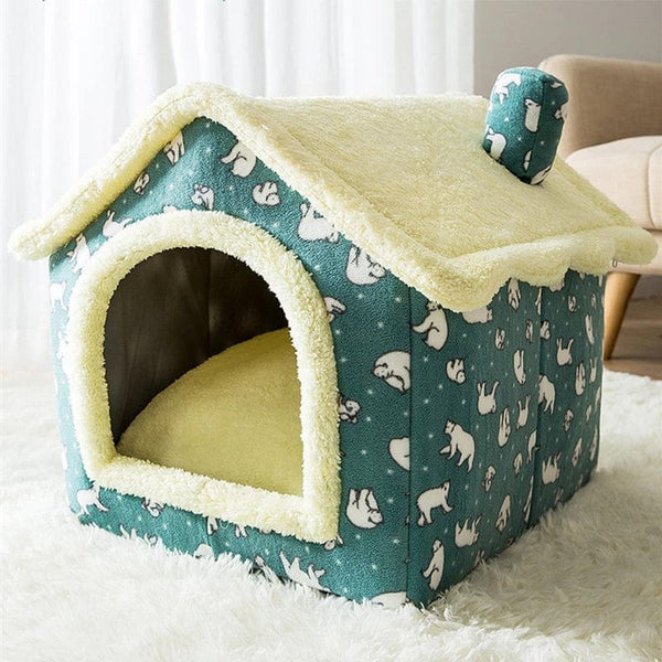 Pet Wiggles Dog Beds Green / Small Coral Fleece Pet House