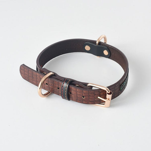 Pet Wiggles Dog Collars Coffee / 48x2cm Dog Leather Collar