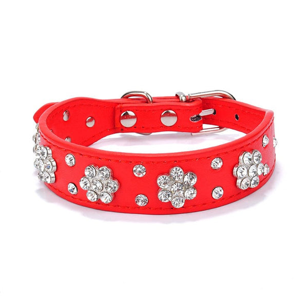 Pet Wiggles Dog Collars Red / Extra Small Rhinestone Pet Collar