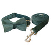 Luxurious Green Velvet Dog Collar and Lead Set