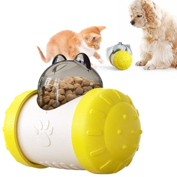 Pet Wiggles Dog Toys Yellow Swing Bear Food Leaker