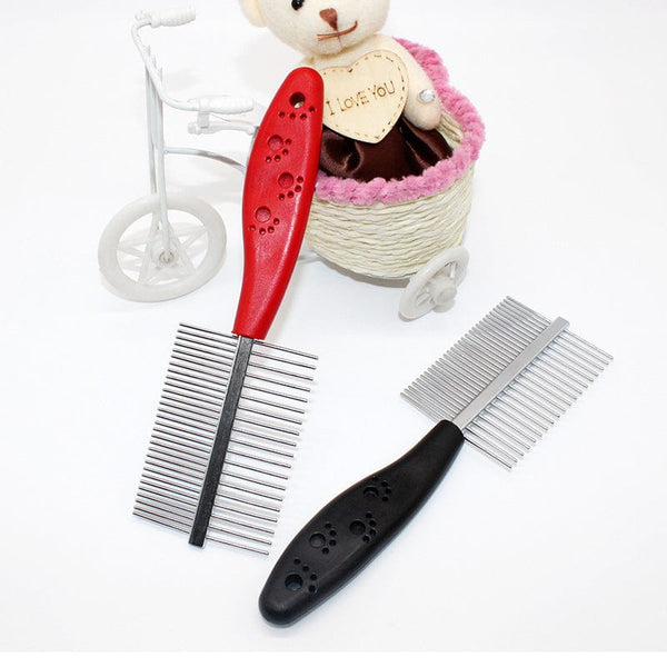 Pet Wiggles Grooming and Health Black Pro-Groom Double-Row Pet Comb