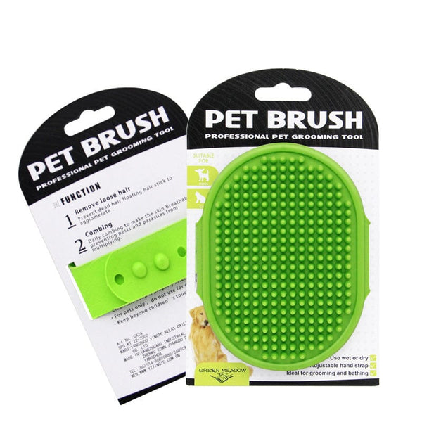 Pet Wiggles Grooming and Health Green TPR Pet Bath & Massage Brush