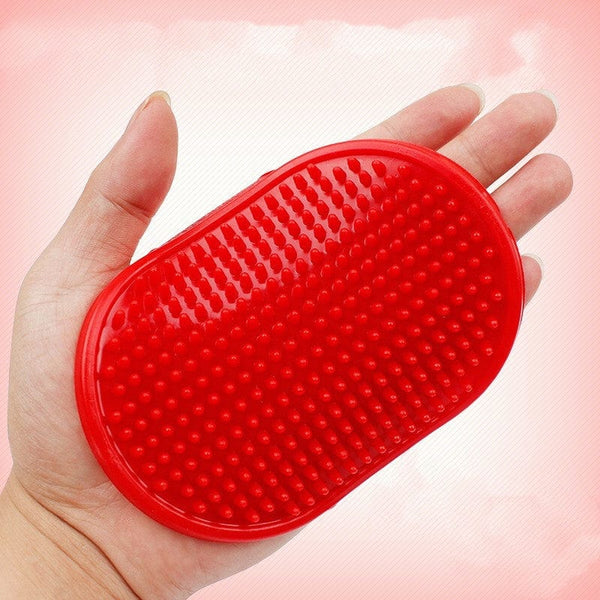 Pet Wiggles Grooming and Health Red Oval Pet Bath Brush