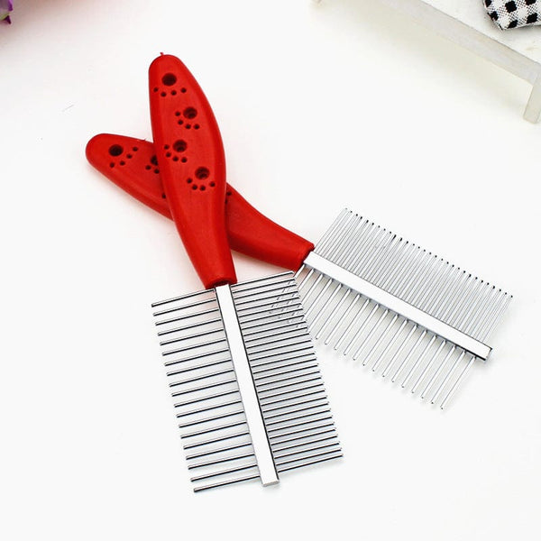 Pet Wiggles Grooming and Health Red Pro-Groom Double-Row Pet Comb