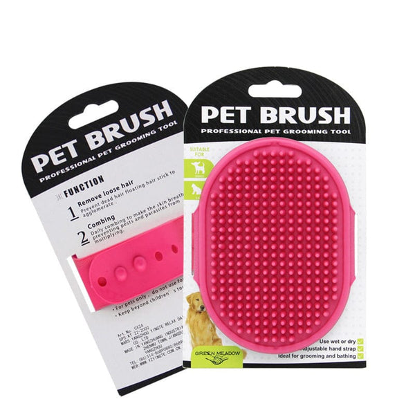 Pet Wiggles Grooming and Health Rose Red TPR Pet Bath & Massage Brush