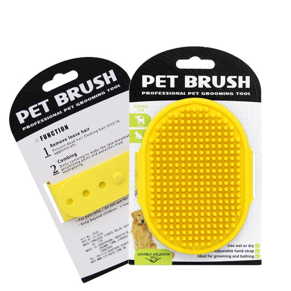 Pet Wiggles Grooming and Health Yellow TPR Pet Bath & Massage Brush
